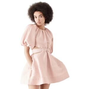 Aje Psychedelia Mini Dress Cut Out Puff Sleeves Size AU8/ US 4/Small  Pink